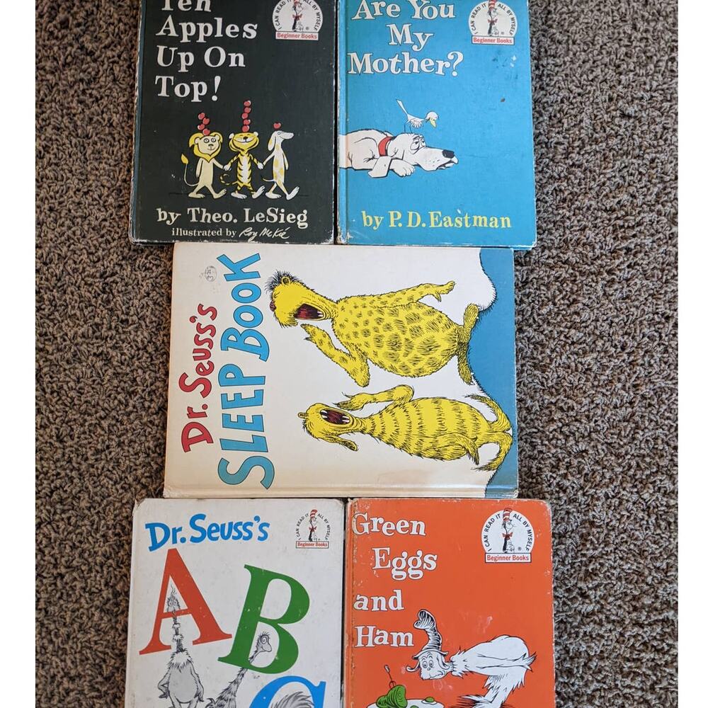 Vintage Dr Seuss Set 5 Children Books 1960s Green Eggs Ham Sleep Book Ten Apples
